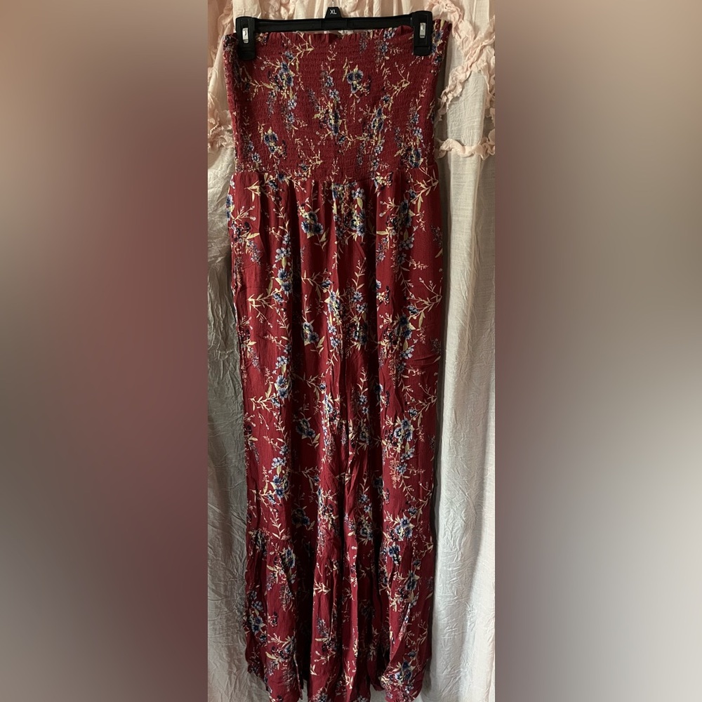 American Eagle Red Floral Jumpsuit